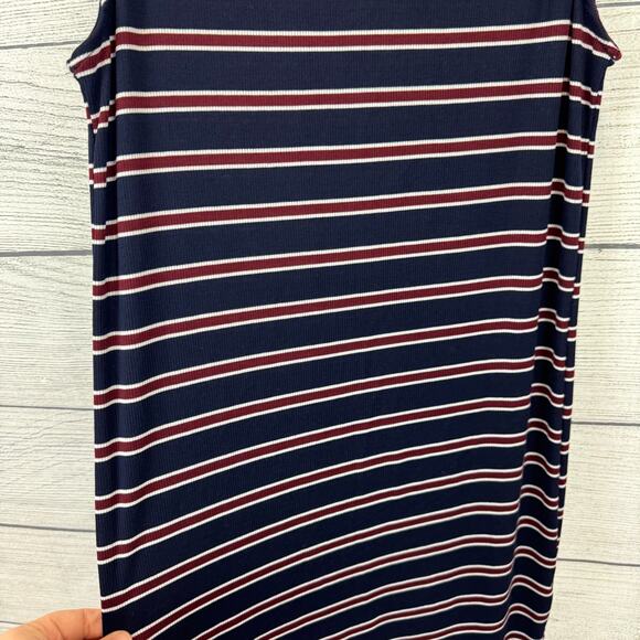 Lulu's Women's Franklin Navy Blue Striped Mock Neck Midi Dress Size Large - Picture 5 of 8